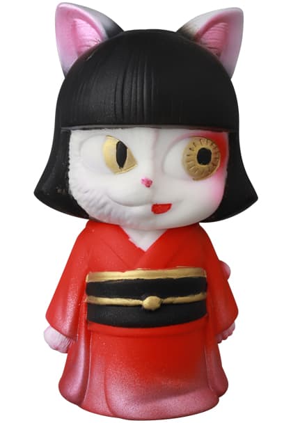 Vinyl Artist Gacha Series 42 Monoke Girl Nekomata Red Kimono - 1