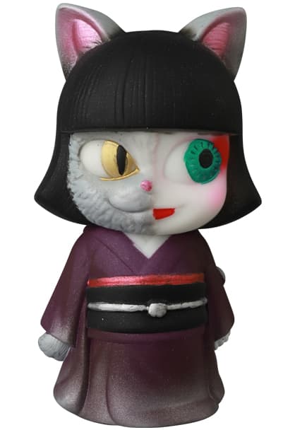 Vinyl Artist Gacha Series 42 Monoke Girl Nekomata Dark Purple Kimono - 1