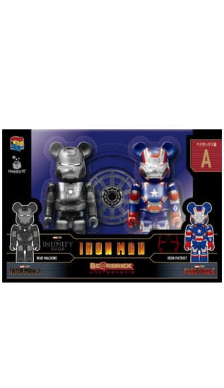 Bearbrick Iron Man Happy Kuji 2024 War Machine x Iron Patriot Set #A 100% - 1