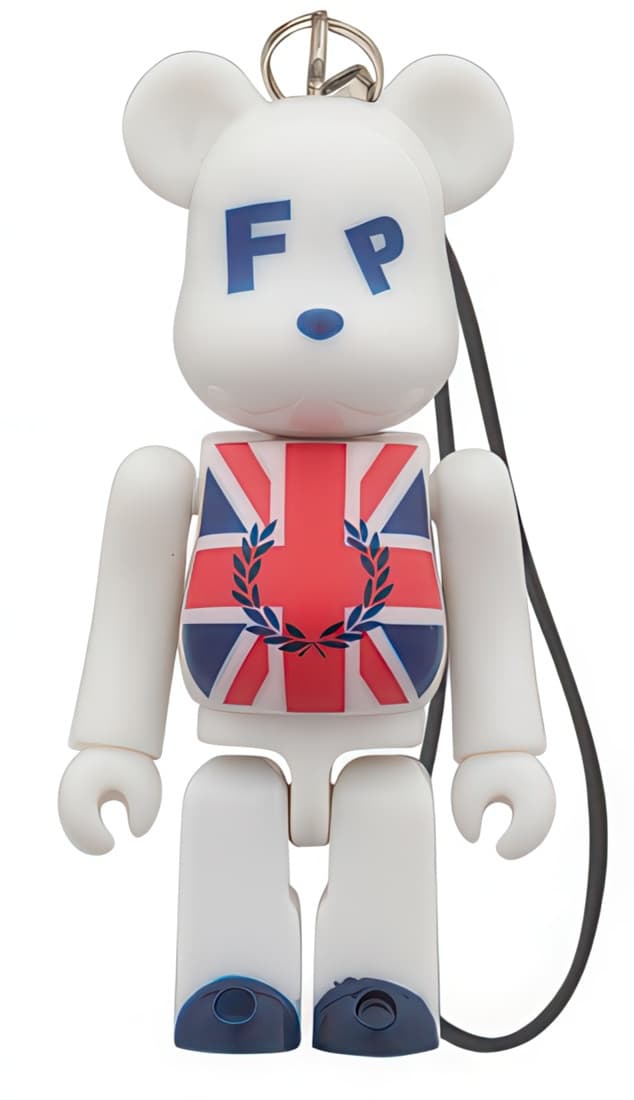 Bearbrick Lipton Smart Times Milk Tea Fred Perry Union Jack Keychain 70% - 1