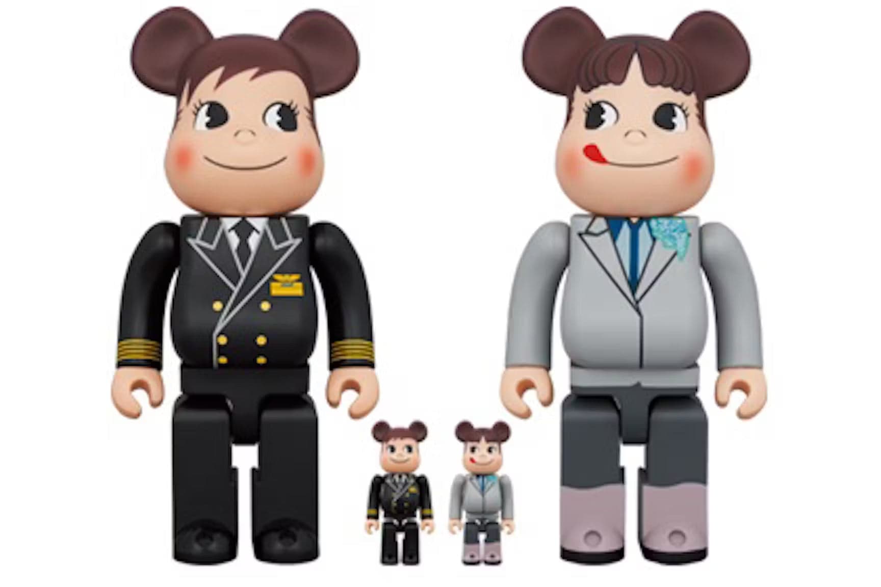 Bearbrick ANA Original Poco Chan And Peko Chan Captain 100% And 400% Set Of 4 - 1